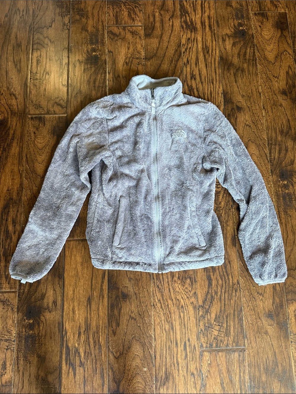 The North Face Light Gray Plush Fleece Jacket, size XS